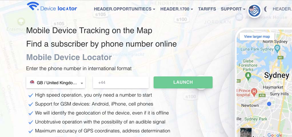 Aplicação para procurar e encontrar telemóveis em mapas | Device-Locator